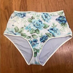 Aerie Super High Waisted Floral Bikini Bottoms, size Large, NWT